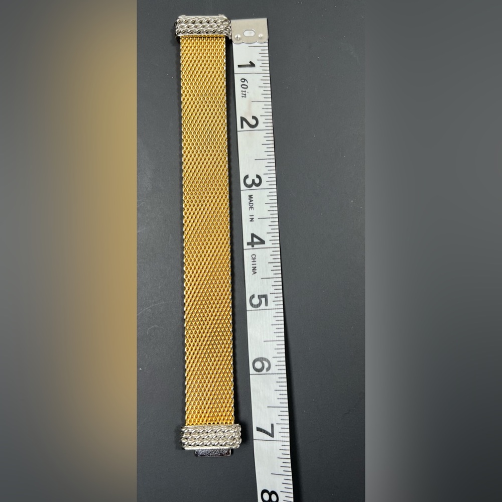 Gold and Silver Two-Tone Mesh Bracelet - Picture 8 of 10